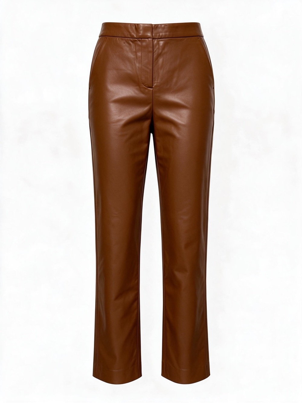 J. Crew Kate Straight Leg Pants Faux Leather Tall Cinnamon Brown Spice Size 6T
